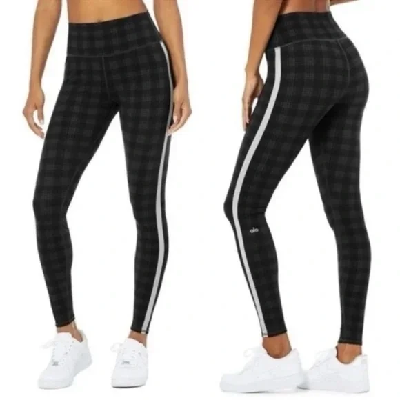 ALO Yoga | Pants & Jumpsuits | Occasion Leggings Black Plaid SZ Small - Picture 1 of 9
